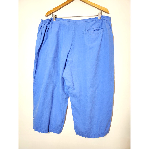 FLAX Womens 1G Linen Pants Cropped Capri Periwinkle Plus Size 18-20 - Picture 3 of 12